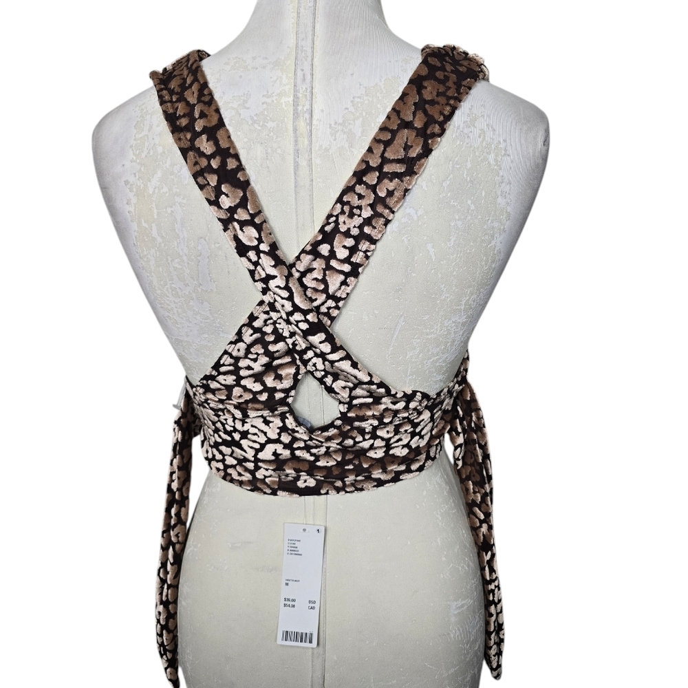 NWT Urban Outfitters Animal Print V Neck Crop Top M - Picture 4 of 9